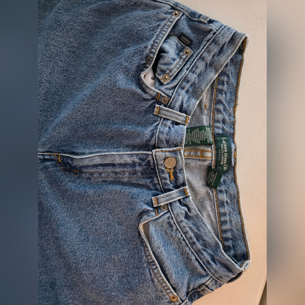Vintage Lauren Ralph Lauren 90s High Waisted Mom Jeans Petite 100% Cotton - Picture 5 of 11